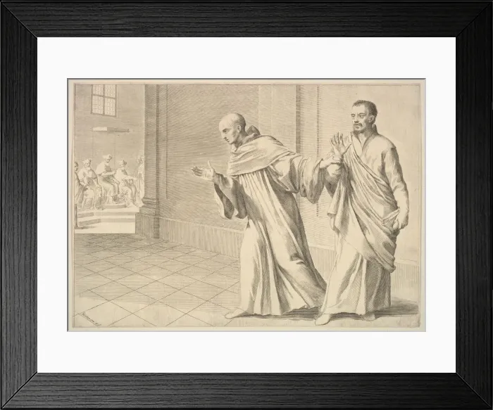 Framed Print : St. Bernard Taking a Brother to an Assembly. Creator: Claude Mellan Framed Print : St. Bernard Taking a Brother to an Assembly. Creator: Claude Mellan