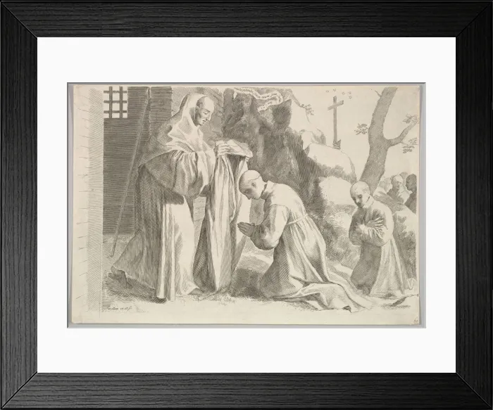 Framed Print : St. Bernard Receives a Monks Habit. Creator: Claude Mellan Framed Print : St. Bernard Receives a Monks Habit. Creator: Claude Mellan