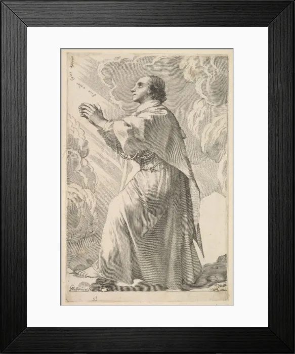 Framed Print : A Young Saint in Prayer. Creator: Claude Mellan Framed Print : A Young Saint in Prayer. Creator: Claude Mellan