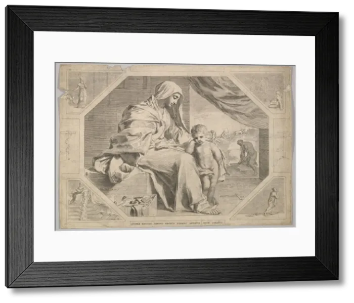 Framed Print : Holy Family. Creator: Claude Mellan Framed Print : Holy Family. Creator: Claude Mellan
