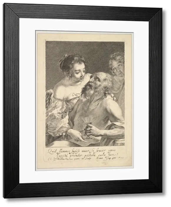 Framed Print : Lot and His Daughters, 1629. Creator: Claude Mellan Framed Print : Lot and His Daughters, 1629. Creator: Claude Mellan