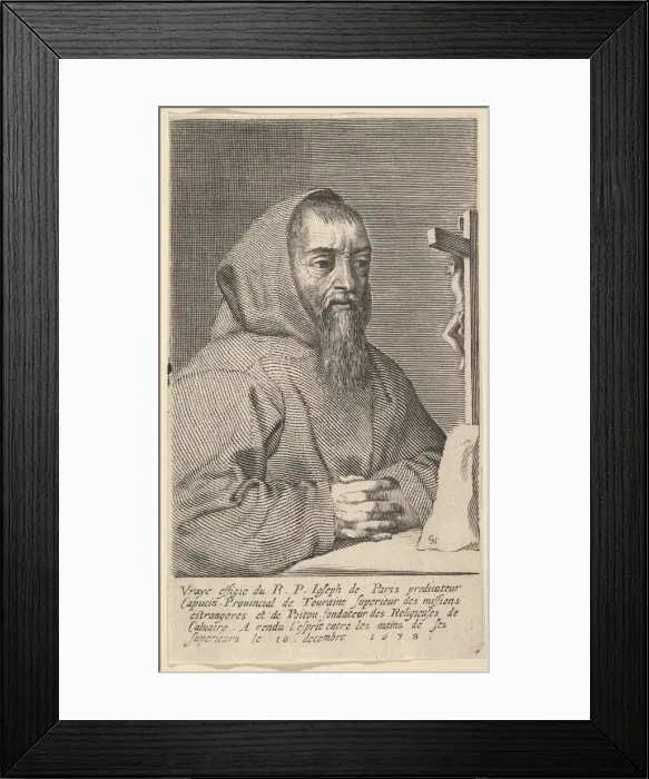 Framed Print : Francois Le Clerc Du Tremblay, dit le Pere Joseph, 1638. Creator: Claude Mellan Framed Print : Francois Le Clerc Du Tremblay, dit le Pere Joseph, 1638. Creator: Claude Mellan