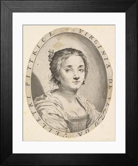Framed Print : Virginia da Vezzo, Wife of Simon Vouet, 1626. Creator: Claude Mellan Framed Print : Virginia da Vezzo, Wife of Simon Vouet, 1626. Creator: Claude Mellan