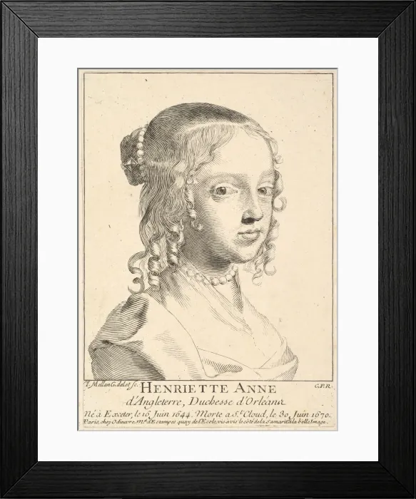 Framed Print : Henriette-Anne d Angleterre, duchesse d Orleans. Creator: Claude Mellan Framed Print : Henriette-Anne d Angleterre, duchesse d Orleans. Creator: Claude Mellan