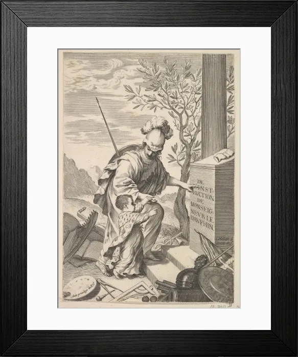 Framed Print : Minerva Instructs the Dauphin, 1640. Creator: Claude Mellan Framed Print : Minerva Instructs the Dauphin, 1640. Creator: Claude Mellan