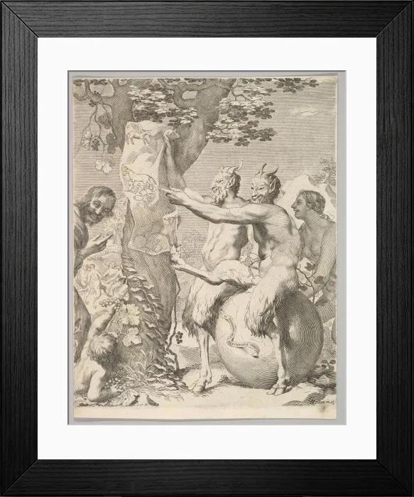 Framed Print : Satyrs, before 1645. Creator: Claude Mellan Framed Print : Satyrs, before 1645. Creator: Claude Mellan