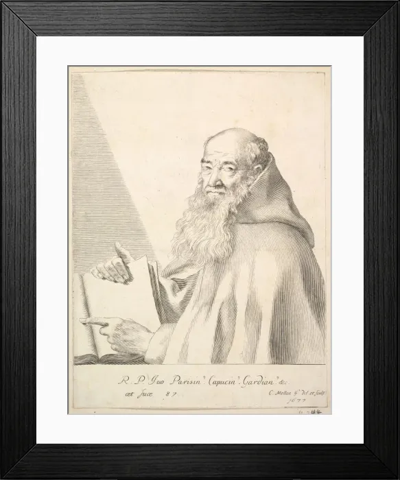 Framed Print : Portrait of Le Pere Yves, 1677. Creator: Claude Mellan Framed Print : Portrait of Le Pere Yves, 1677. Creator: Claude Mellan
