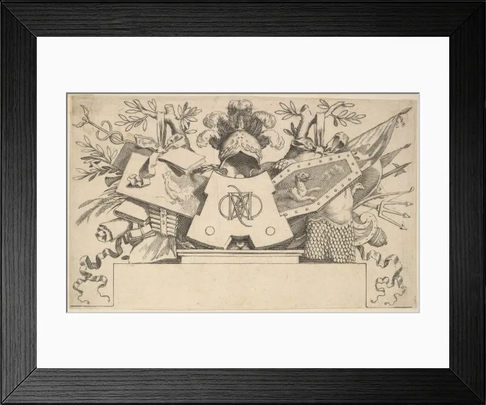 Framed Print : Trophy with Monogram Containing the Letters of LEONARDOS, 1651. Creator: Claude Mellan Framed Print : Trophy with Monogram Containing the Letters of LEONARDOS, 1651. Creator: Claude Mellan