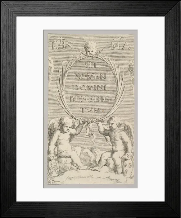 Framed Print : Two Angels Seated on Clouds. Creator: Claude Mellan Framed Print : Two Angels Seated on Clouds. Creator: Claude Mellan
