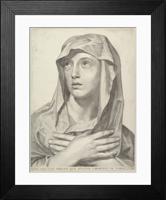 Framed Print : Bust of the Virgin, 1650. Creator: Claude Mellan Framed Print : Bust of the Virgin, 1650. Creator: Claude Mellan