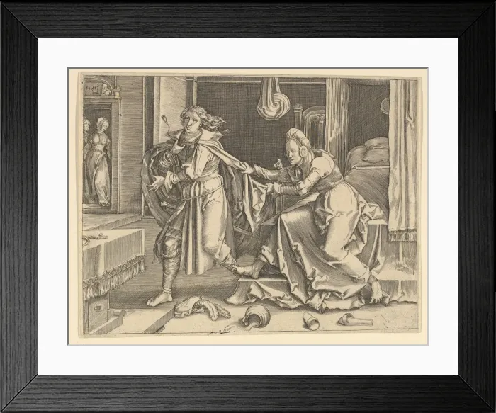 Framed Print : Joseph and Potiphars Wife (copy), 17th century. Creator: Unknown Framed Print : Joseph and Potiphars Wife (copy), 17th century. Creator: Unknown