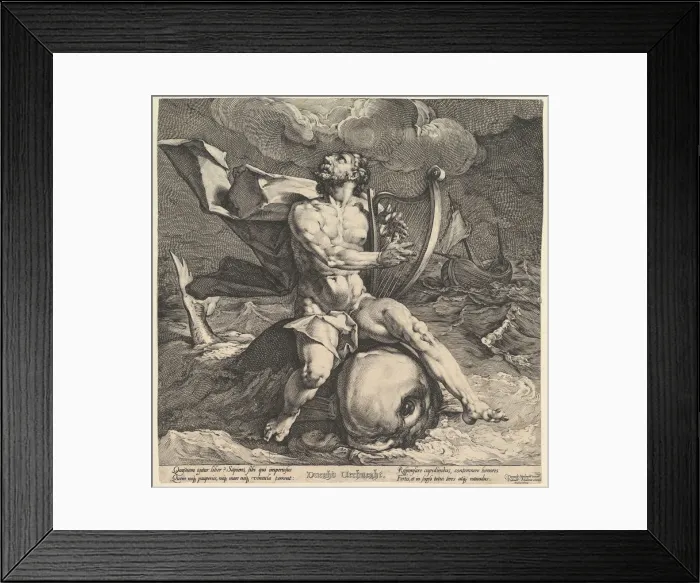 Framed Print : Arion on a Dolphin, ca. 1599. Creators: Cornelis Cornelisz van Haarlem, Jan Muller Framed Print : Arion on a Dolphin, ca. 1599. Creators: Cornelis Cornelisz van Haarlem, Jan Muller