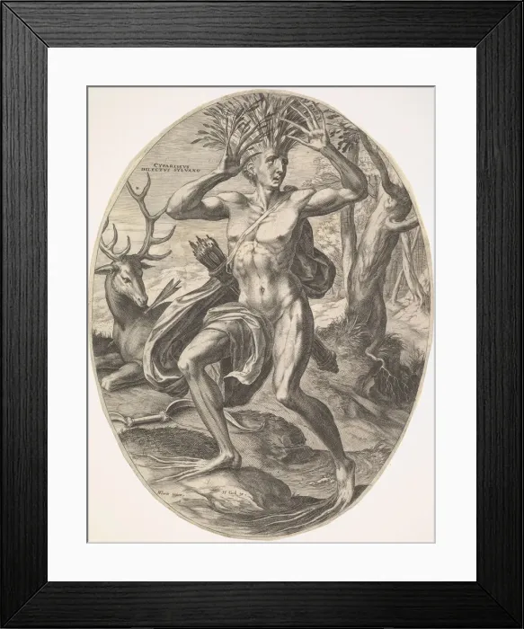 Framed Print : Cyparissus from set The Rural Gods, 1565. Creator: Cornelis Cort Framed Print : Cyparissus from set The Rural Gods, 1565. Creator: Cornelis Cort