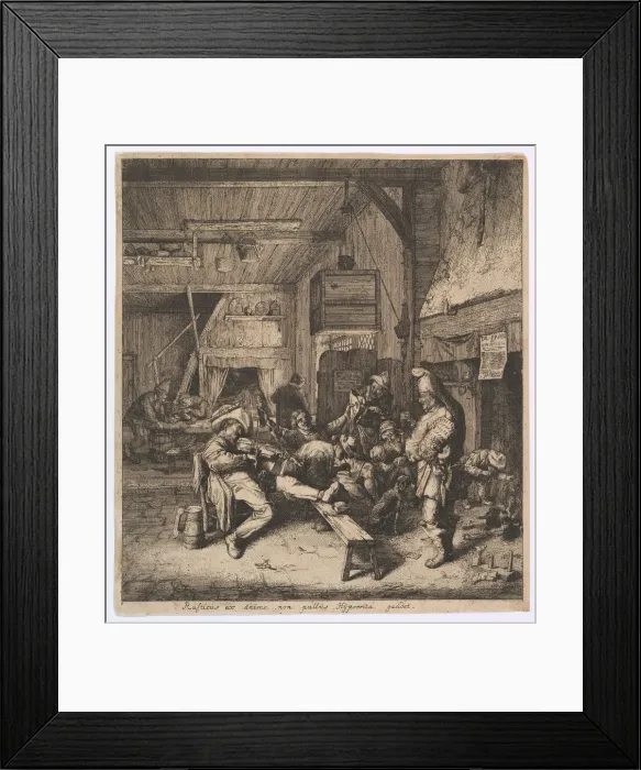 Framed Print : The Violin Player Seated in the Inn, 1685. Creator: Cornelis Dusart Framed Print : The Violin Player Seated in the Inn, 1685. Creator: Cornelis Dusart