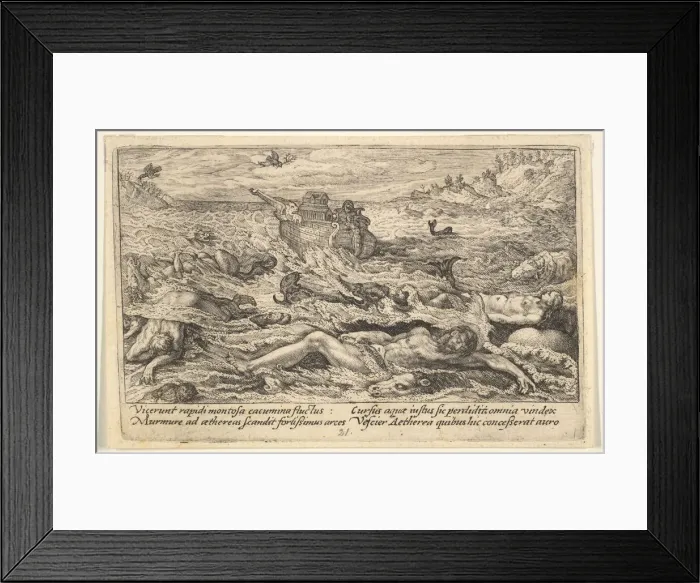 Framed Print : The Flood destroys life on earth: corpses of humans and animals adrift in the foreground Framed Print : The Flood destroys life on earth: corpses of humans and animals adrift in the foreground