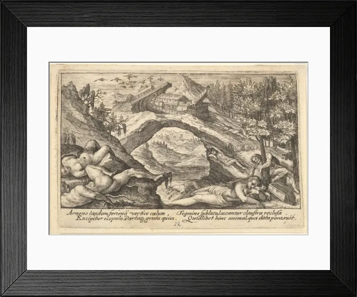 Framed Print : Aftermath of the Flood: human bodies strewn on dry land in the foreground Framed Print : Aftermath of the Flood: human bodies strewn on dry land in the foreground