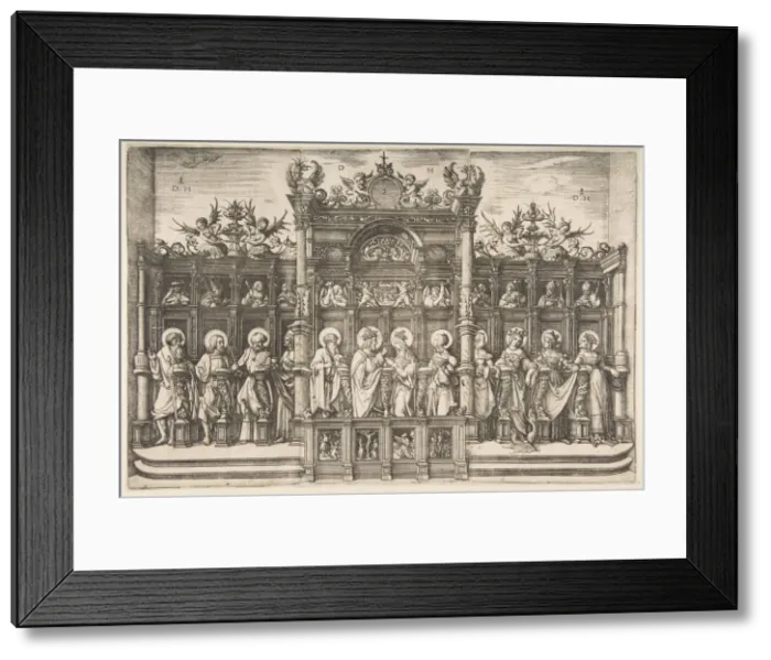 Framed Print : Large Choirstall with Christ Blessing the Virgin, ca. 1518-20. Creator: Daniel Hopfer Framed Print : Large Choirstall with Christ Blessing the Virgin, ca. 1518-20. Creator: Daniel Hopfer