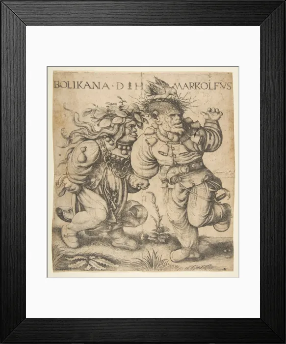 Framed Print : Bolinka and Marcolfus, late 15th-early 16th century. Creator: Daniel Hopfer Framed Print : Bolinka and Marcolfus, late 15th-early 16th century. Creator: Daniel Hopfer