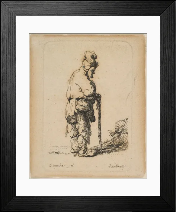 Framed Print : Beggar Leaning on a Stick. n. d. Creator: David Deuchar