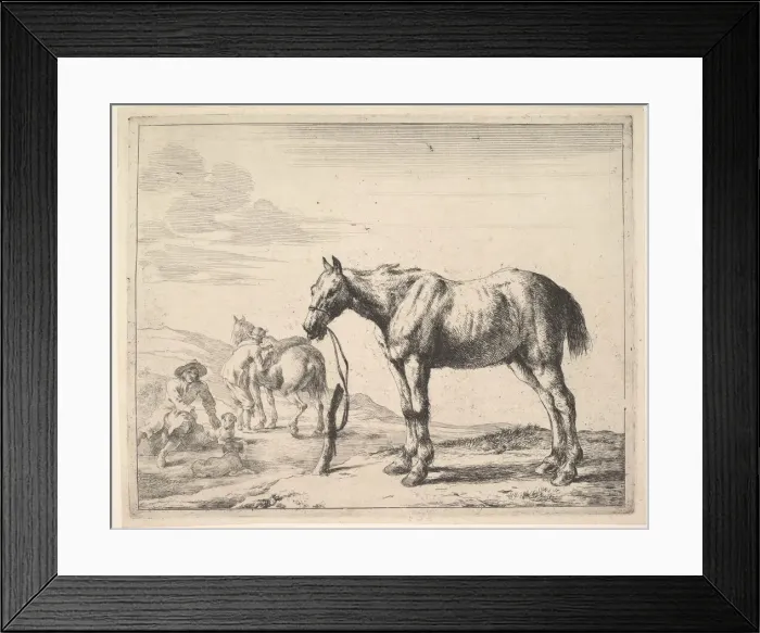 Framed Print : Horse Bound to a Post, turned left. Creator: Dirck Stoop Framed Print : Horse Bound to a Post, turned left. Creator: Dirck Stoop