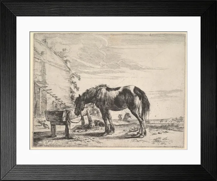 Framed Print : Horse Bound to a Feeding Trough. Creator: Dirck Stoop Framed Print : Horse Bound to a Feeding Trough. Creator: Dirck Stoop