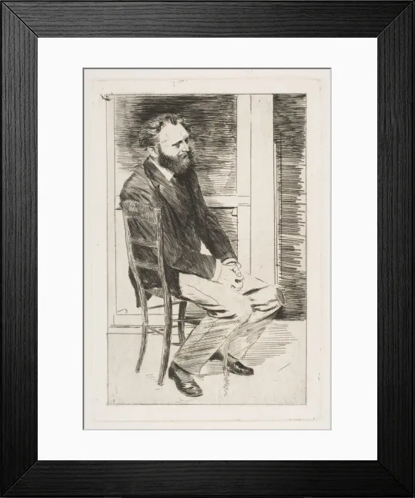 Framed Print : Manet Seated, Turned to the Right, 1864-65. Creator: Edgar Degas Framed Print : Manet Seated, Turned to the Right, 1864-65. Creator: Edgar Degas
