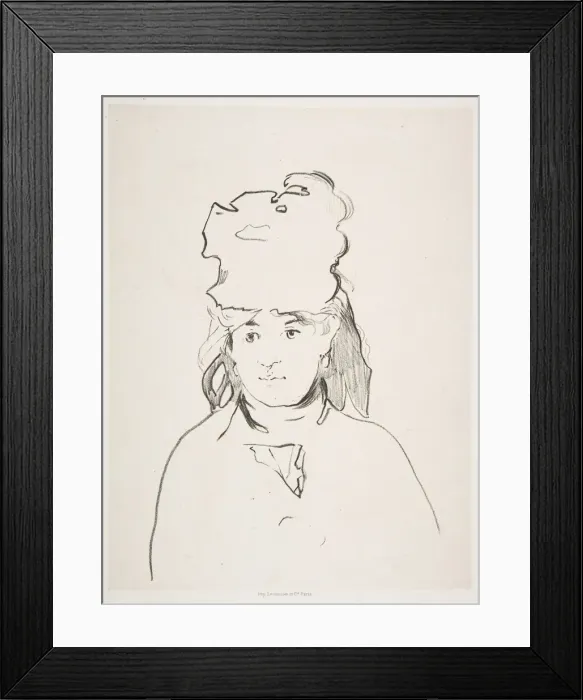 Framed Print : Berthe Morisot (in silhouette), 1872-74, published 1884. Creator: Edouard Manet Framed Print : Berthe Morisot (in silhouette), 1872-74, published 1884. Creator: Edouard Manet