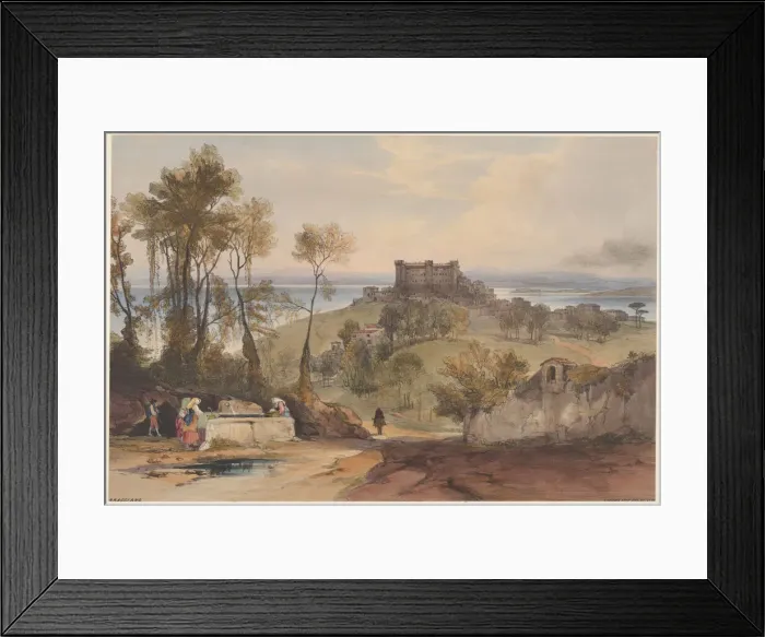 Framed Print : Bracciano (Views of Rome and Its Environs, plate 2), 1841. Creator: Edward Lear Framed Print : Bracciano (Views of Rome and Its Environs, plate 2), 1841. Creator: Edward Lear