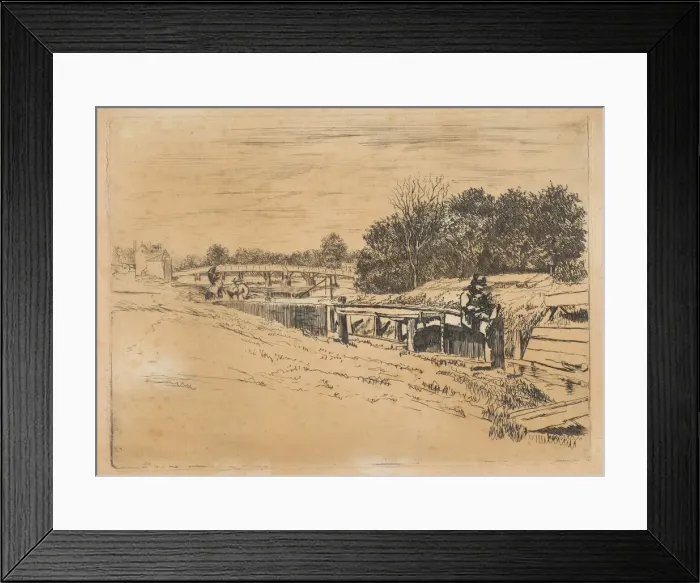 Framed Print : Whistler at Moulsey [Molesey Lock], [1861]. Creator: Edwin Edwards