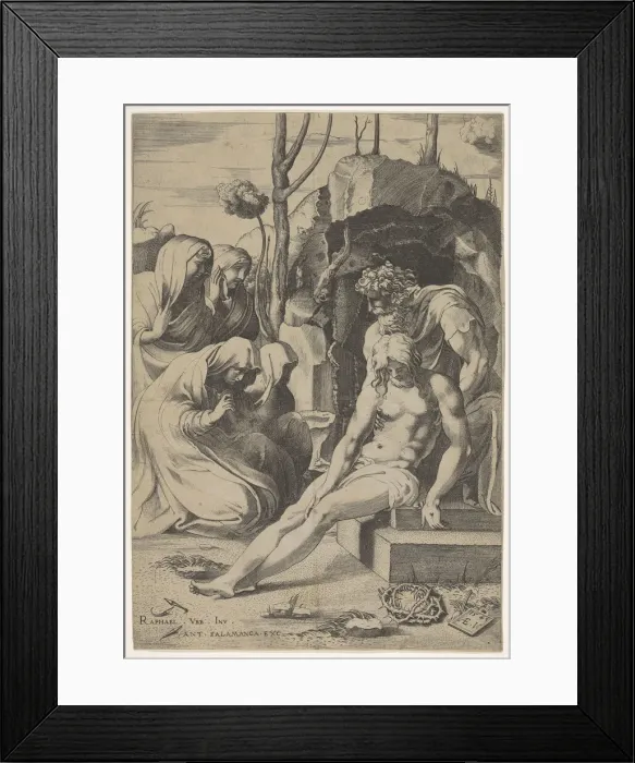 Framed Print : Entombment of Christ, whose chest is grasped by Joseph of Arimathea Framed Print : Entombment of Christ, whose chest is grasped by Joseph of Arimathea