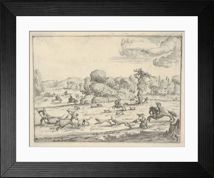 Framed Print : Boar hunt in a landscape, ca. 1620-38. Creator: Ercole Bazicaluva Framed Print : Boar hunt in a landscape, ca. 1620-38. Creator: Ercole Bazicaluva