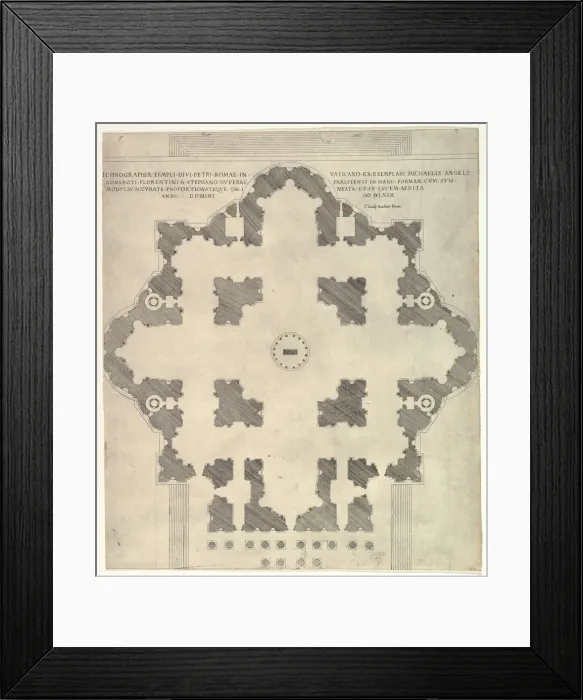 Framed Print : Speculum Romanae Magnificentiae: Plan of St. Peter s, 1569. Creator: Etienne Duperac Framed Print : Speculum Romanae Magnificentiae: Plan of St. Peter s, 1569. Creator: Etienne Duperac