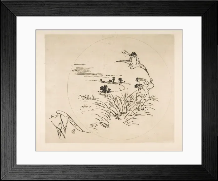 Framed Print : Decoration for a Plate: A Pond, 1870. Creator: Felix Bracquemond Framed Print : Decoration for a Plate: A Pond, 1870. Creator: Felix Bracquemond