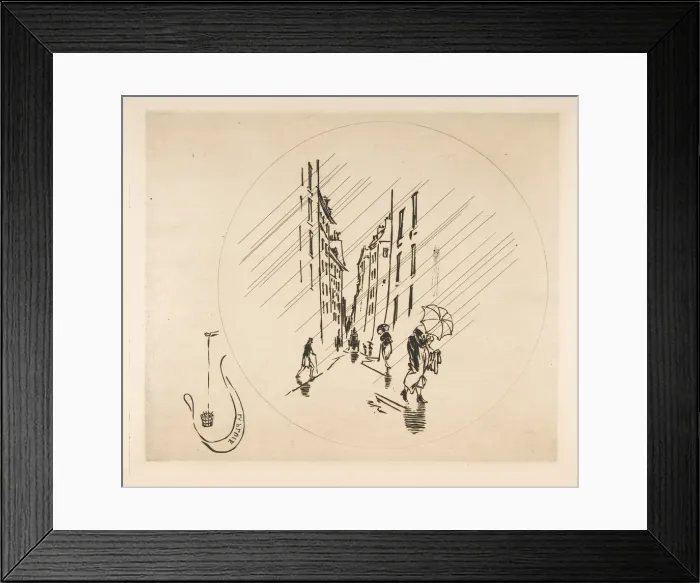 Framed Print : Decoration for a Plate: Rain, 1870. Creator: Felix Bracquemond Framed Print : Decoration for a Plate: Rain, 1870. Creator: Felix Bracquemond