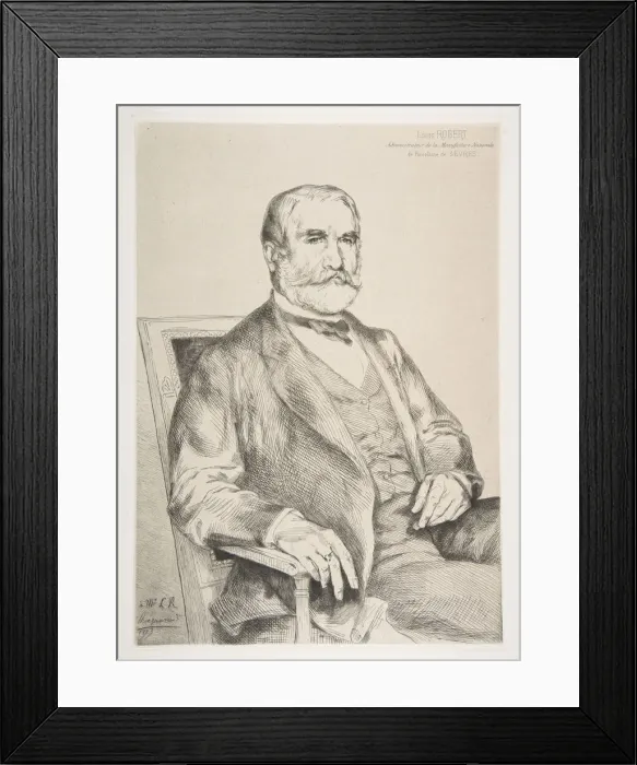Framed Print : Portrait of Louis Robert, 1873. Creator: Felix Bracquemond Framed Print : Portrait of Louis Robert, 1873. Creator: Felix Bracquemond