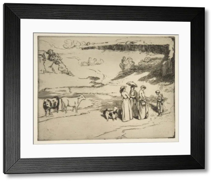 Framed Print : Les Demoiselles du village, 1869. Creator: Felix Bracquemond Framed Print : Les Demoiselles du village, 1869. Creator: Felix Bracquemond