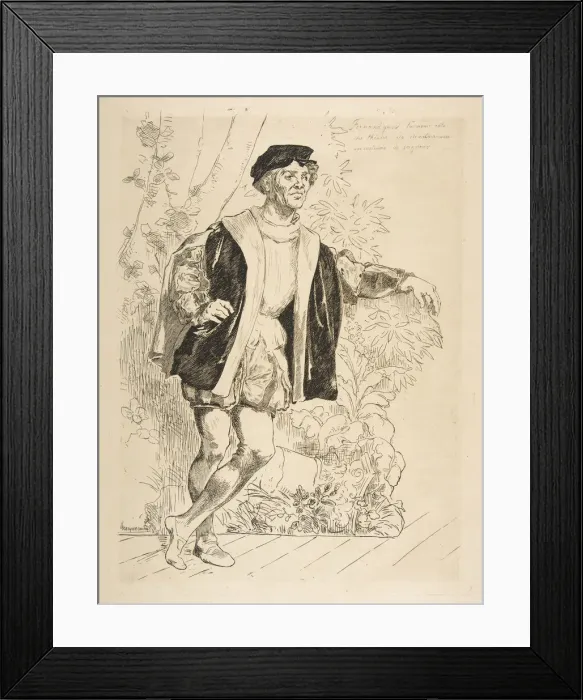 Framed Print : Portrait of Fernand, 1876. Creator: Felix Bracquemond Framed Print : Portrait of Fernand, 1876. Creator: Felix Bracquemond