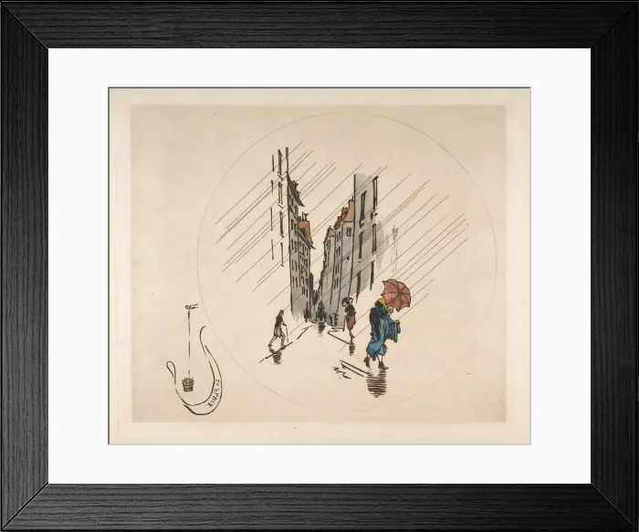Framed Print : Decoration for a Plate: Rain, 1870. Creator: Felix Bracquemond Framed Print : Decoration for a Plate: Rain, 1870. Creator: Felix Bracquemond