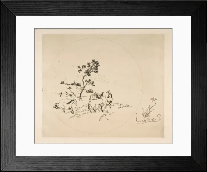 Framed Print : Decoration for a Plate: A Field, 1870. Creator: Felix Bracquemond Framed Print : Decoration for a Plate: A Field, 1870. Creator: Felix Bracquemond