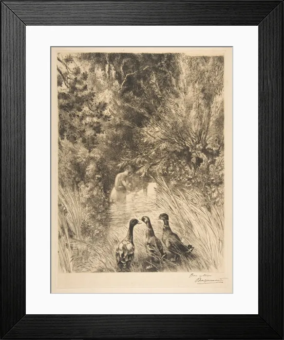 Framed Print : Canards surpris, 1882. Creator: Felix Bracquemond Framed Print : Canards surpris, 1882. Creator: Felix Bracquemond