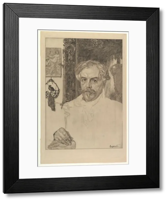 Framed Print : Portrait of Edmond de Goncourt, 1881. Creator: Felix Bracquemond Framed Print : Portrait of Edmond de Goncourt, 1881. Creator: Felix Bracquemond