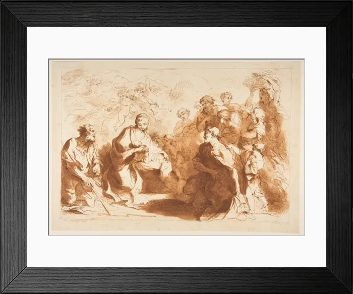Framed Print : The Adoration of the Shepherds, before 1764. Creator: Francesco Bartolozzi Framed Print : The Adoration of the Shepherds, before 1764. Creator: Francesco Bartolozzi