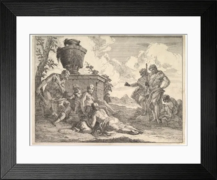 Framed Print : Satyr with Club and Seven Figures, from Bacchanals and Histories, 1744 Framed Print : Satyr with Club and Seven Figures, from Bacchanals and Histories, 1744