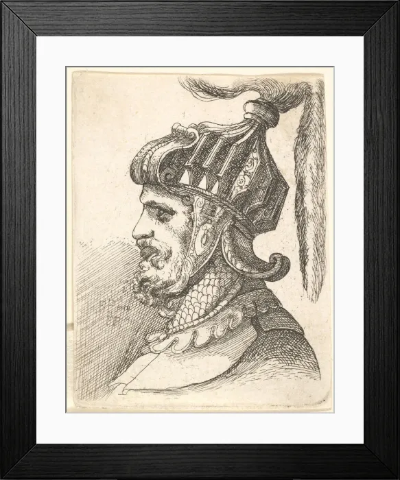 Framed Print : Helmeted head, 1662-78. Creator: Francis Place Framed Print : Helmeted head, 1662-78. Creator: Francis Place