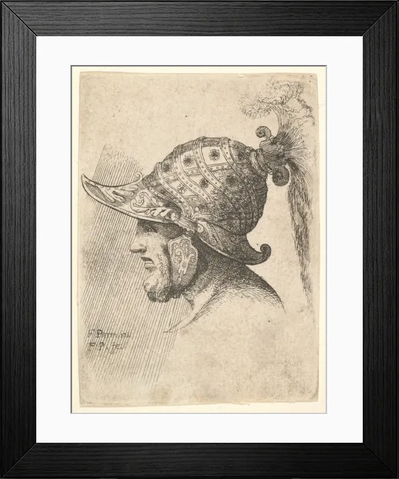 Framed Print : Helmeted head, 1662-78. Creator: Francis Place Framed Print : Helmeted head, 1662-78. Creator: Francis Place