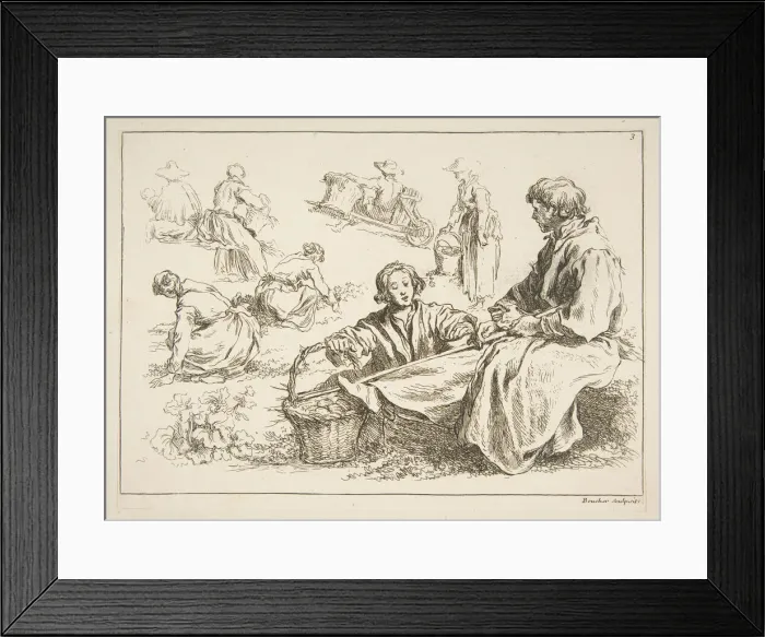 Framed Print : Sheet of Sketches, 1753. Creator: Francois Boucher Framed Print : Sheet of Sketches, 1753. Creator: Francois Boucher