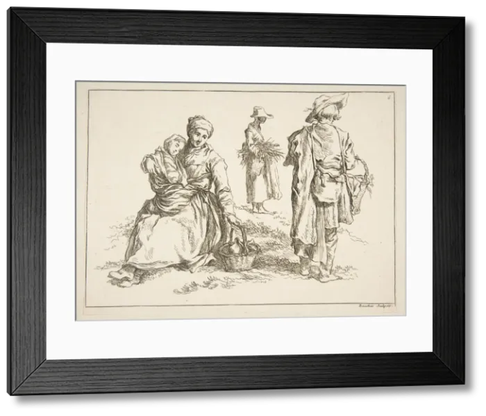 Framed Print : Sheet of Sketches, 1753. Creator: Francois Boucher Framed Print : Sheet of Sketches, 1753. Creator: Francois Boucher