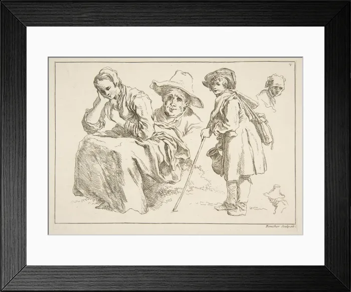 Framed Print : Sheet of Sketches, 1753. Creator: Francois Boucher Framed Print : Sheet of Sketches, 1753. Creator: Francois Boucher