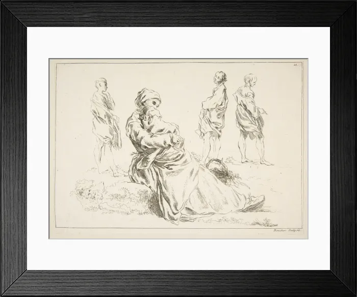 Framed Print : Sheet of Sketches, 1753. Creator: Francois Boucher Framed Print : Sheet of Sketches, 1753. Creator: Francois Boucher