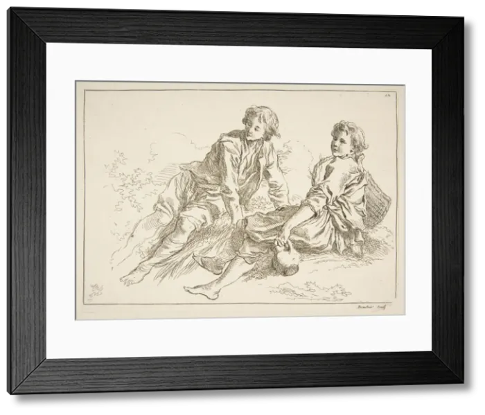 Framed Print : Sheet of Sketches, 1753. Creator: Francois Boucher Framed Print : Sheet of Sketches, 1753. Creator: Francois Boucher